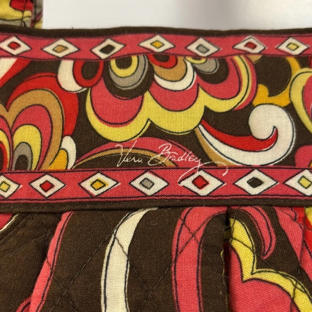 VERA BRADLEY PUCCINI (retired print) tote bag satchel multi pockets brown orange - Picture 7 of 17